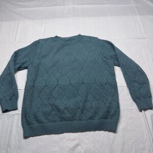 SHEIN Blue Diamond Pattern Crew Neck Sweater